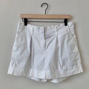 Tory Burch White Pleated Folded Hem Shorts